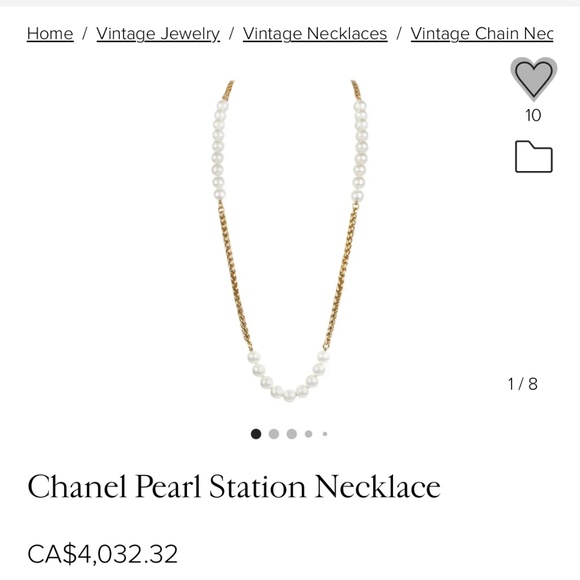 SOLD Chanel 93A Gripoix Pearl and 24K gold plated station necklace - Picture 8 of 8